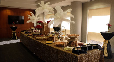 Finger food table with Great Gatsby decor